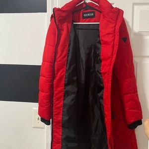 Guess coat size M Red. Lightly used No damages warm, cozy classy w pockets .